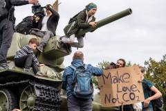 Participants at a climate rally near Brandenburg Gate
